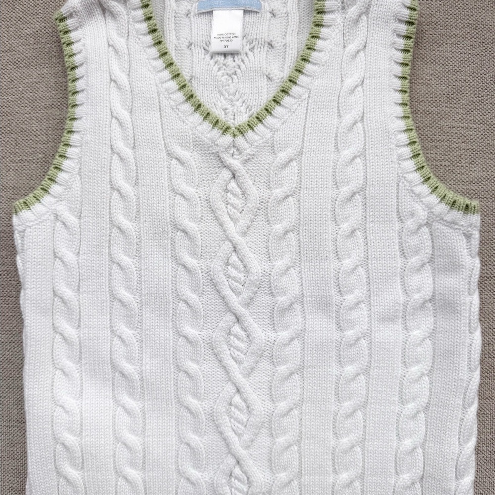 Janie and Jack White and Green V-Neck Sweater Vest NWT
